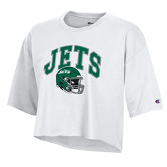 New York Jets Champion Women's Boyfriend Cropped T-Shirt - White - NFL