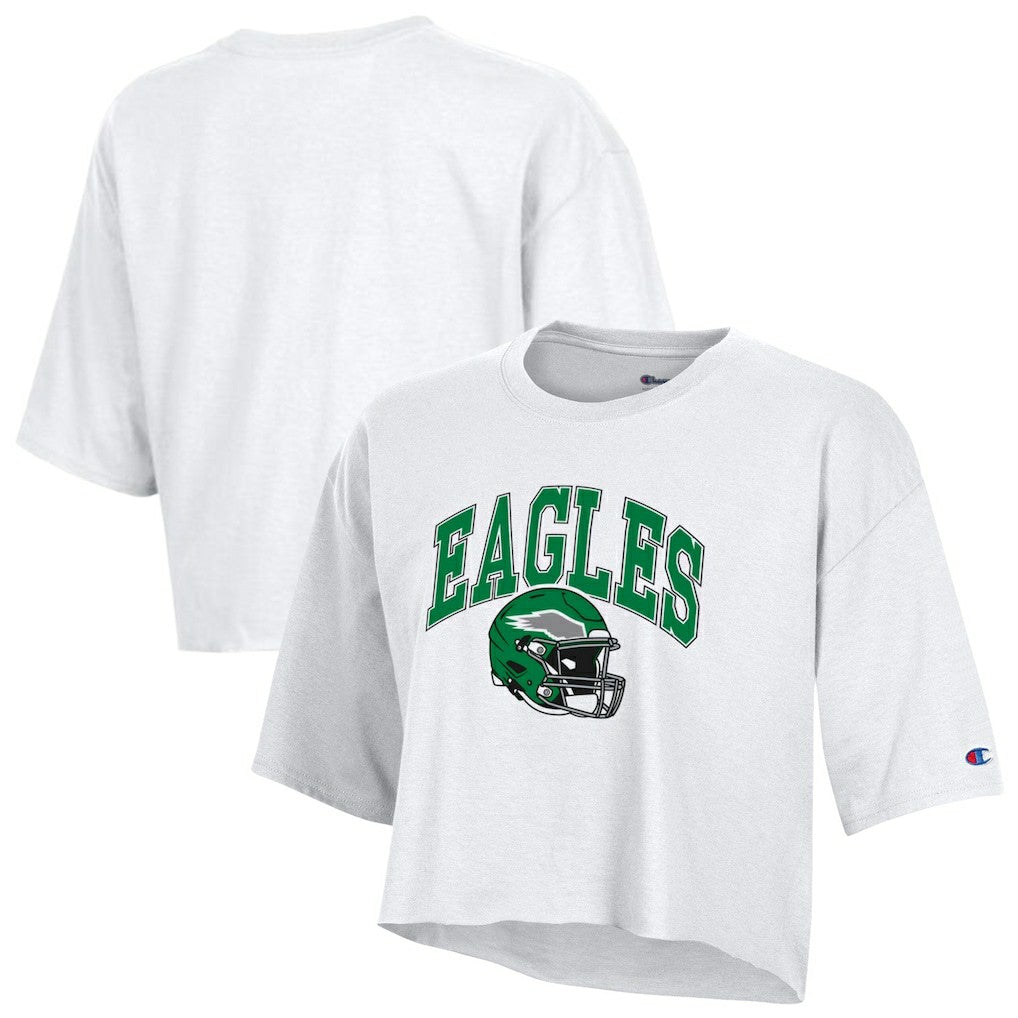 Philadelphia Eagles Champion Women's Boyfriend Cropped T-Shirt - White - NFL