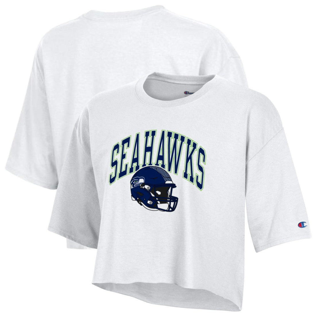 Seattle Seahawks Champion Women's Boyfriend Cropped T-Shirt - White - NFL