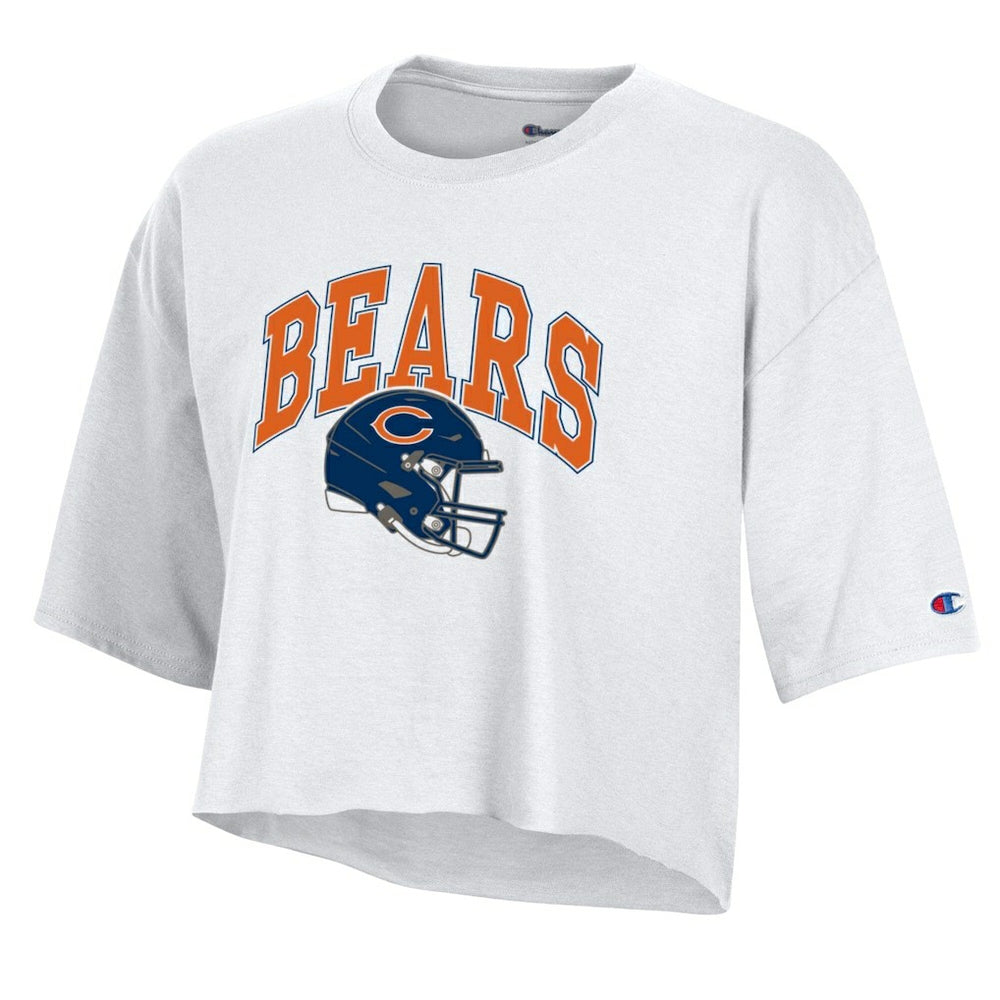 Chicago Bears Champion Women's Boyfriend Cropped T-Shirt - White - NFL