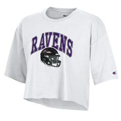 Baltimore Ravens Champion Women's Boyfriend Cropped T-Shirt - White - NFL