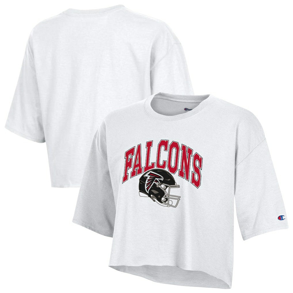 Atlanta Falcons Champion Women's Boyfriend Cropped T-Shirt - White - NFL