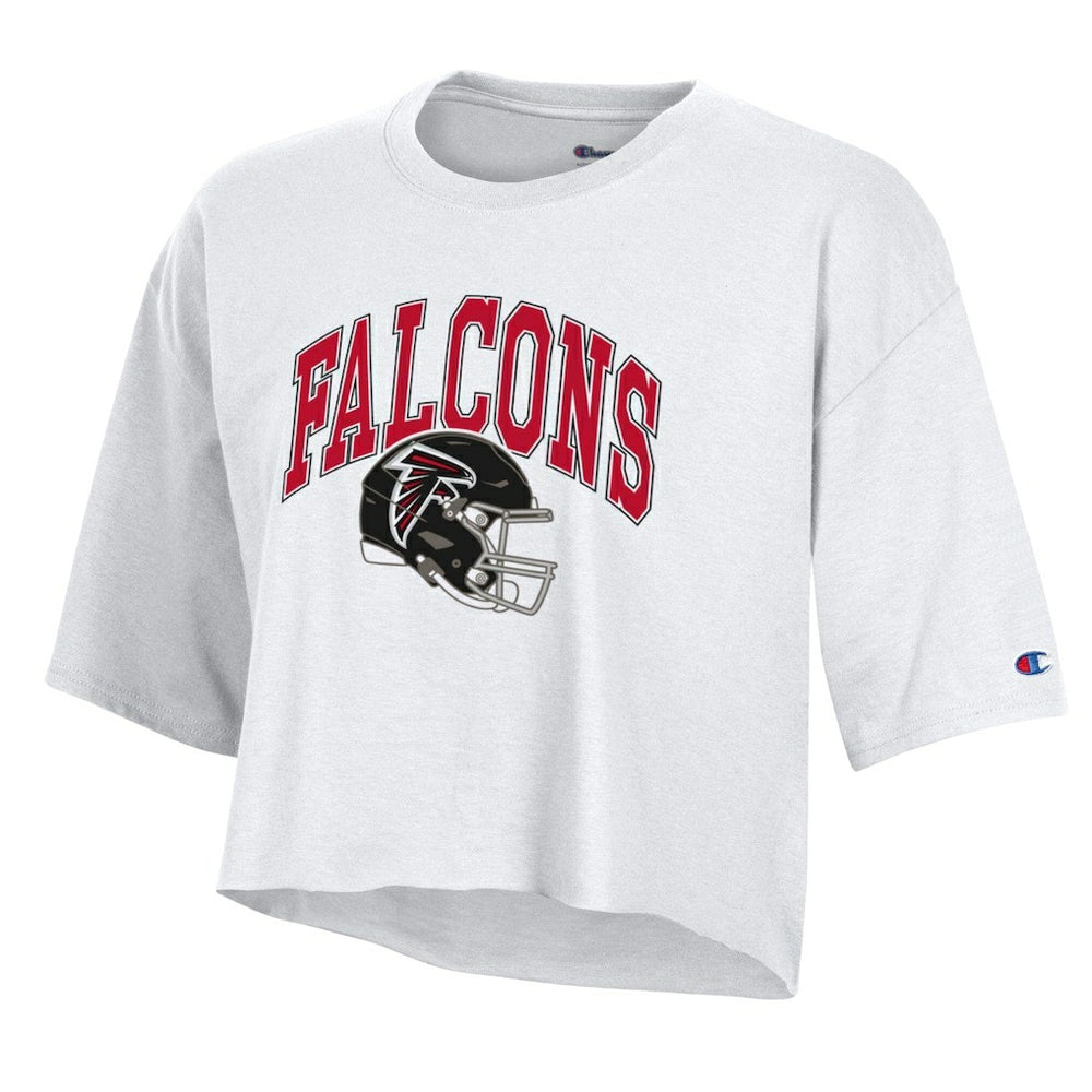 Atlanta Falcons Champion Women's Boyfriend Cropped T-Shirt - White - NFL