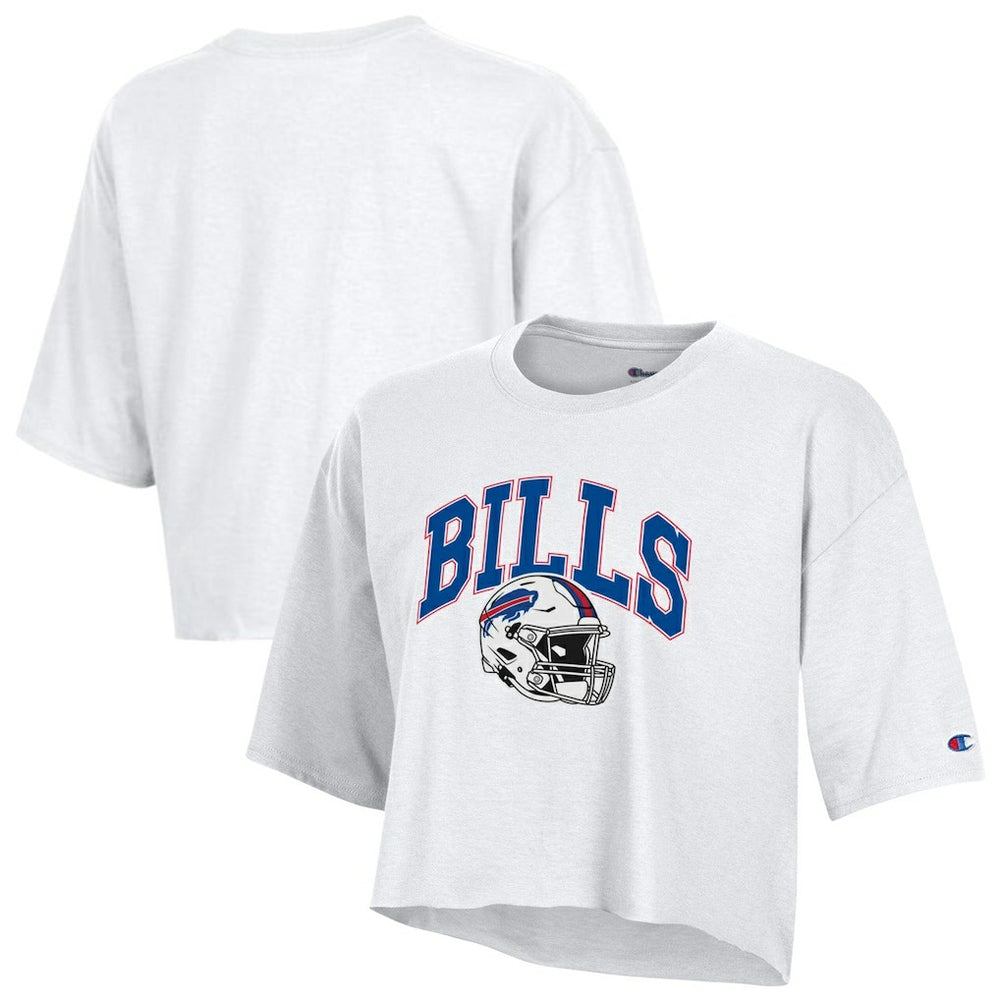 Buffalo Bills Champion Women's Boyfriend Cropped T-Shirt - White - NFL