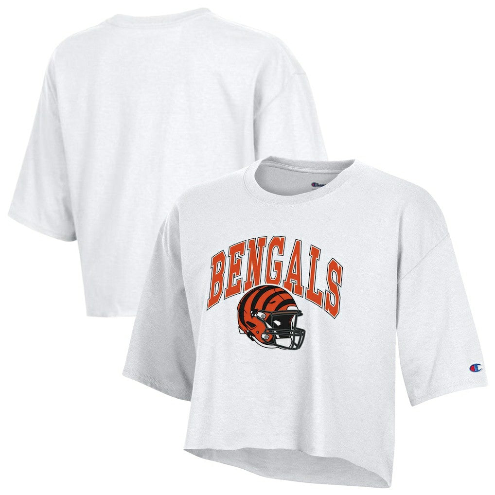 Cincinnati Bengals Champion Women's Boyfriend Cropped T-Shirt - White - NFL
