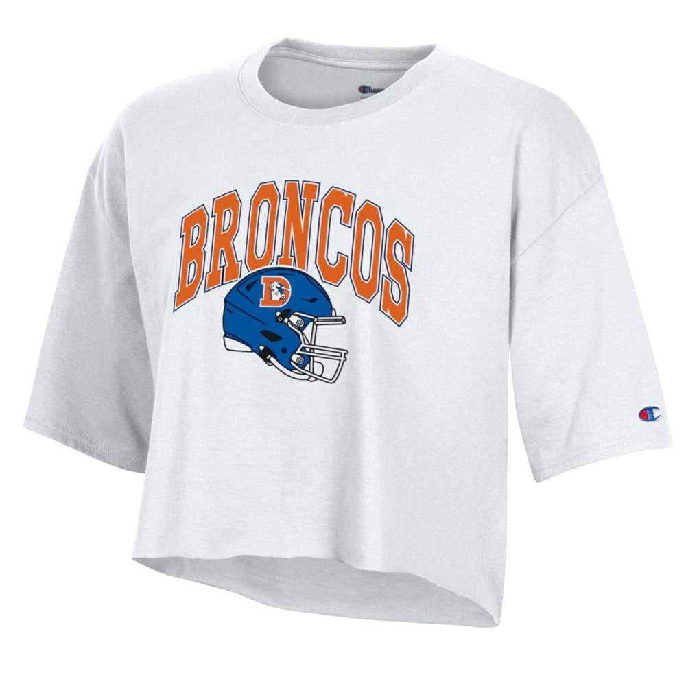 Denver Broncos Champion Women's Boyfriend Cropped T-Shirt - White - NFL