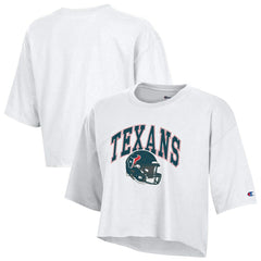 Houston Texans Champion Women's Boyfriend Cropped T-Shirt - White - NFL