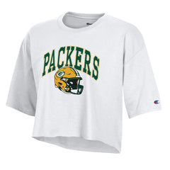 Green Bay Packers Champion Women's Boyfriend Cropped T-Shirt - White - NFL