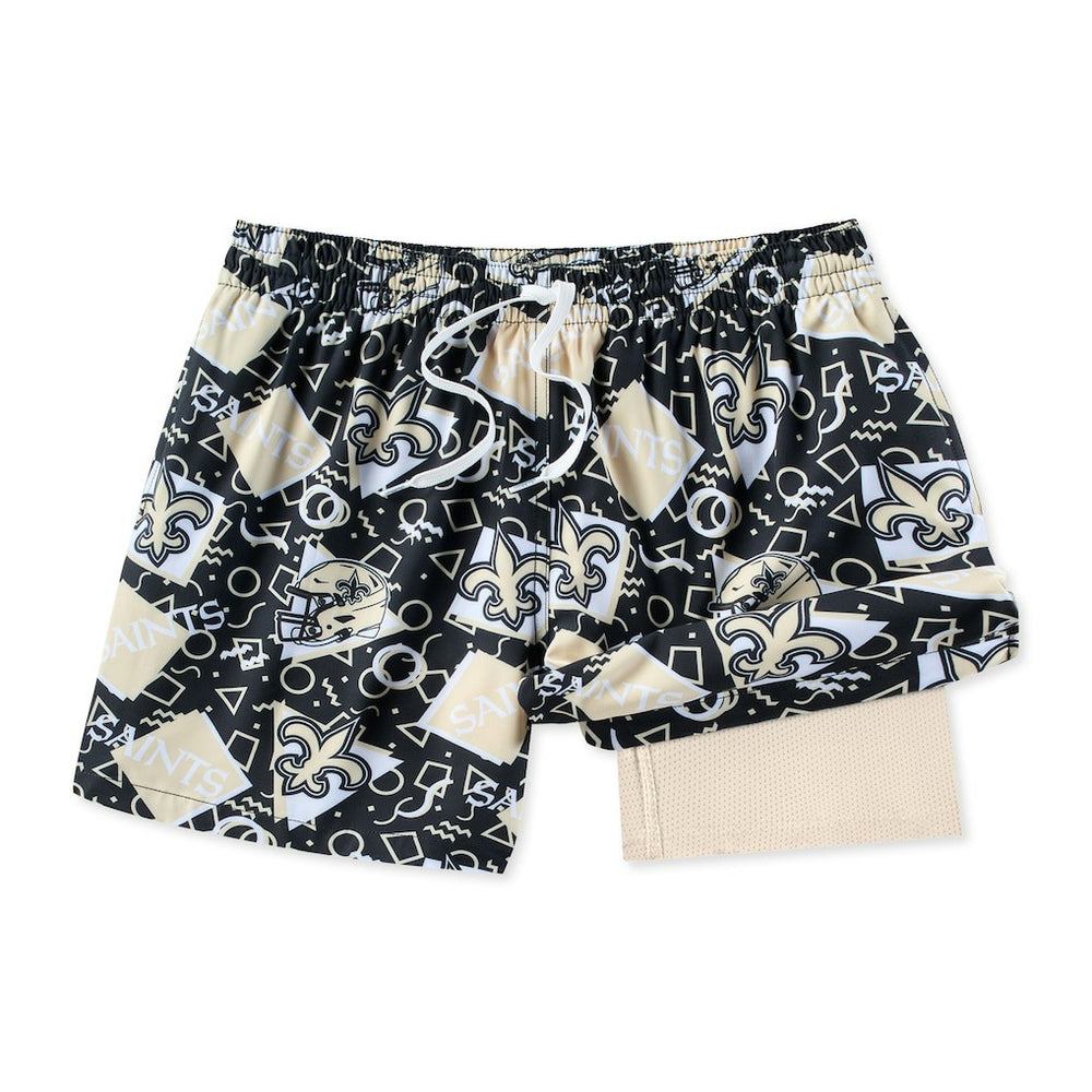 New Orleans Saints Chubbies Game Day Fit Classic Lined Swim Trunks - Black - NFL