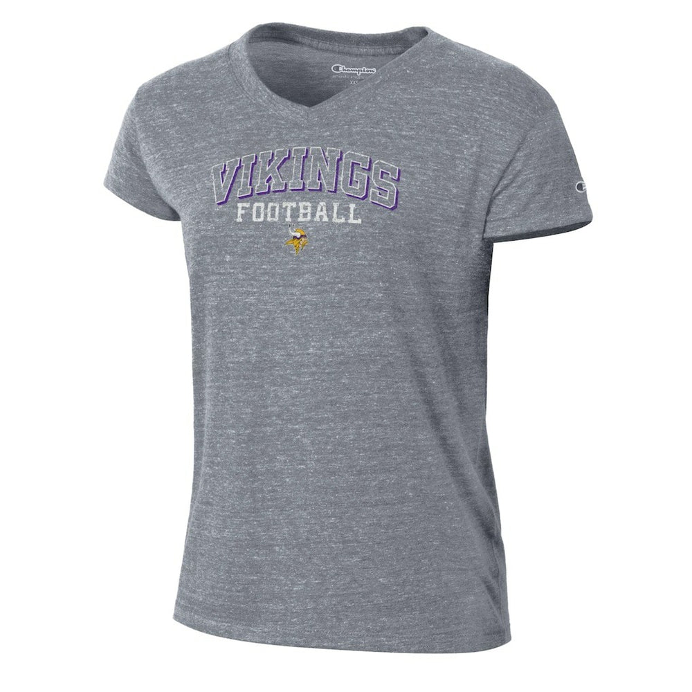 Minnesota Vikings Champion Women's Triumph Tri-Blend V-Neck T-Shirt - Heather Gray - NFL