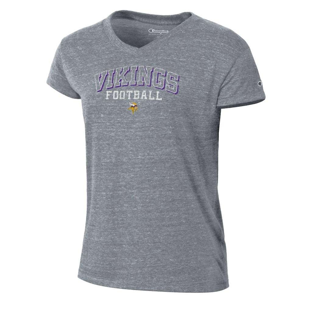 Minnesota Vikings Champion Women's Triumph Tri-Blend V-Neck T-Shirt - Heather Gray - NFL