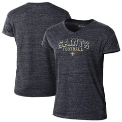 New Orleans Saints Champion Women's Triumph Tri-Blend V-Neck T-Shirt - Black - NFL