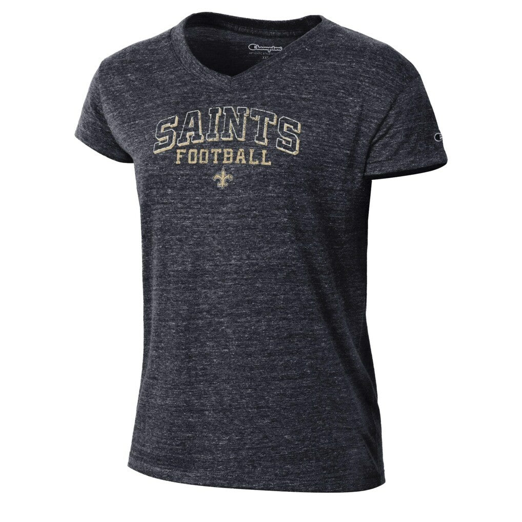 New Orleans Saints Champion Women's Triumph Tri-Blend V-Neck T-Shirt - Black - NFL