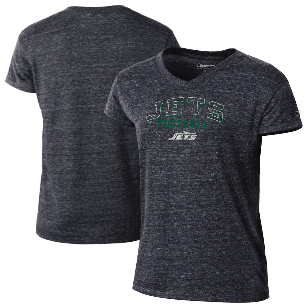 New York Jets Champion Women's Triumph Tri-Blend V-Neck T-Shirt - Black - NFL