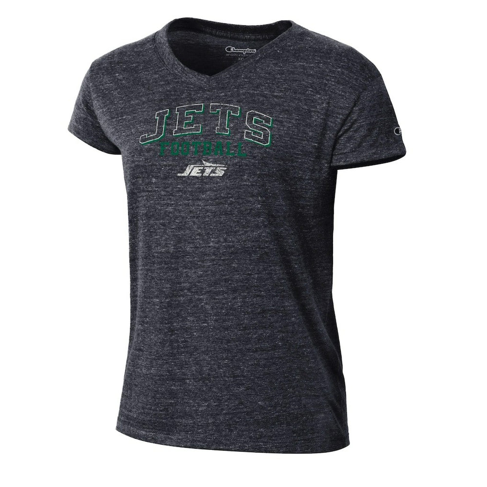 New York Jets Champion Women's Triumph Tri-Blend V-Neck T-Shirt - Black - NFL