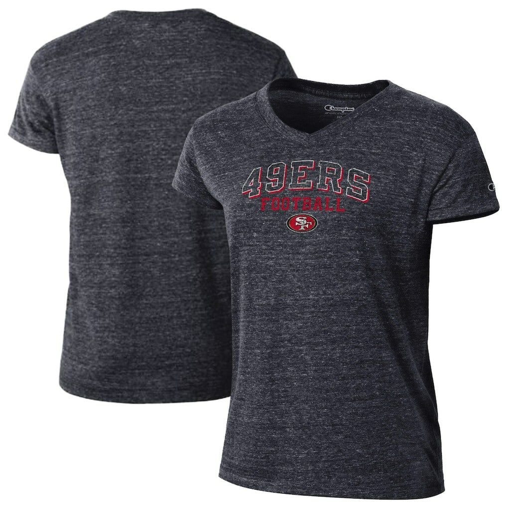 San Francisco 49ers Champion Women's Triumph Tri-Blend V-Neck T-Shirt - Black - NFL