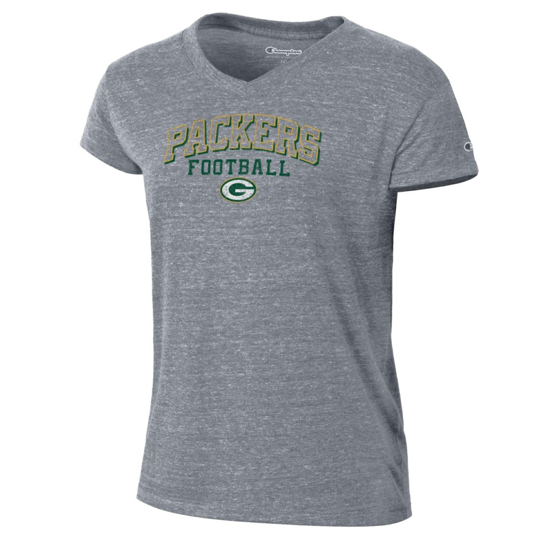 Green Bay Packers Champion Women's Triumph Tri-Blend V-Neck T-Shirt - Heather Gray - NFL