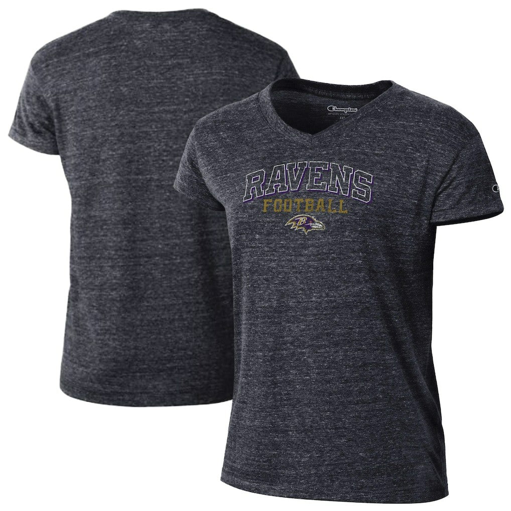 Baltimore Ravens Champion Women's Triumph Tri-Blend V-Neck T-Shirt - Black - NFL