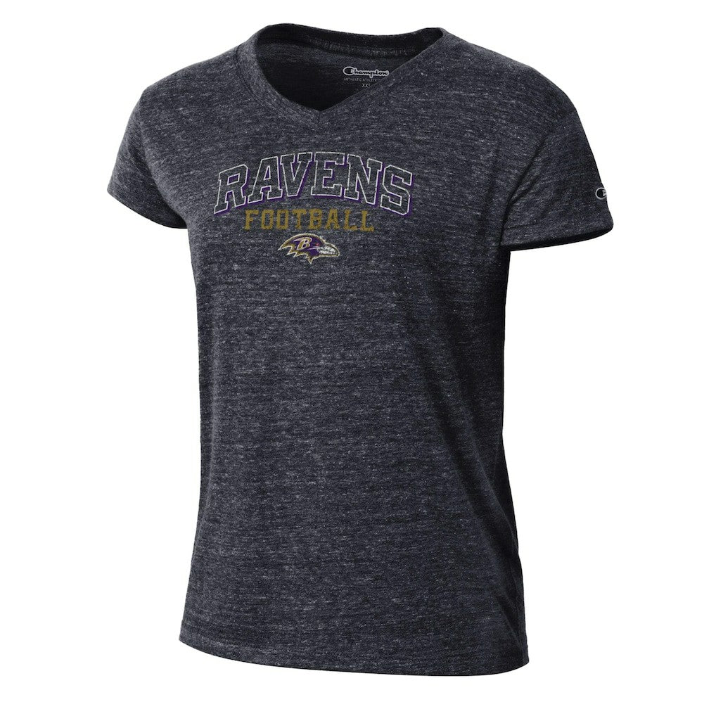 Baltimore Ravens Champion Women's Triumph Tri-Blend V-Neck T-Shirt - Black - NFL