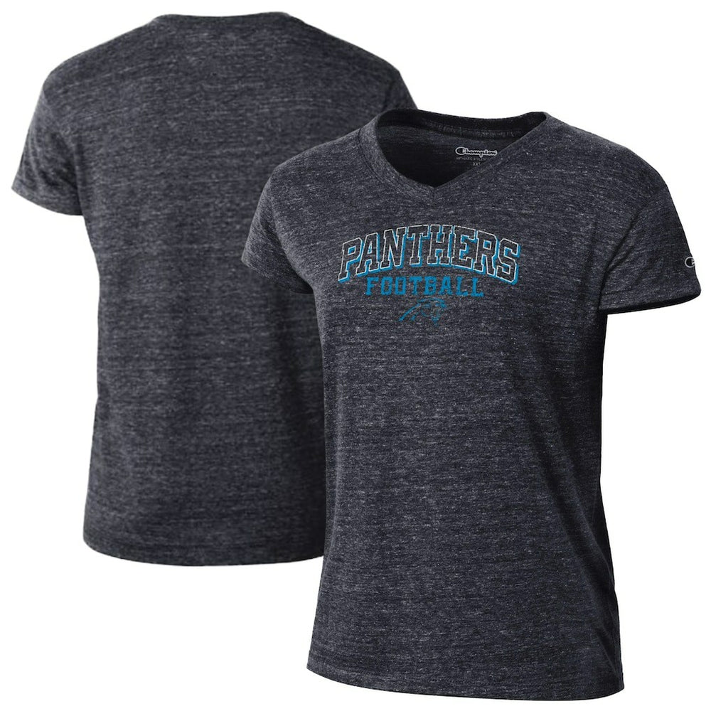 Carolina Panthers Champion Women's Triumph Tri-Blend V-Neck T-Shirt - Black - NFL