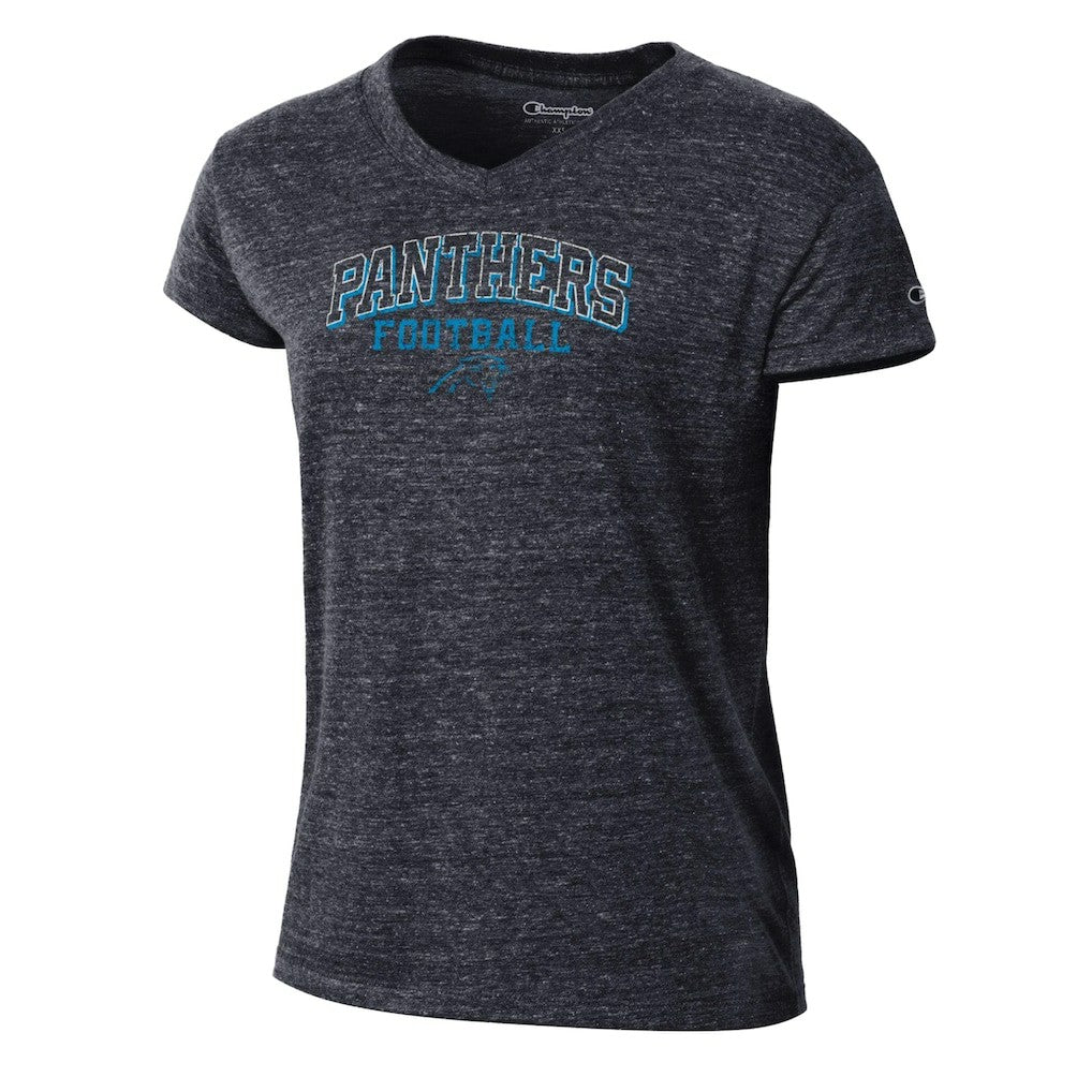 Carolina Panthers Champion Women's Triumph Tri-Blend V-Neck T-Shirt - Black - NFL