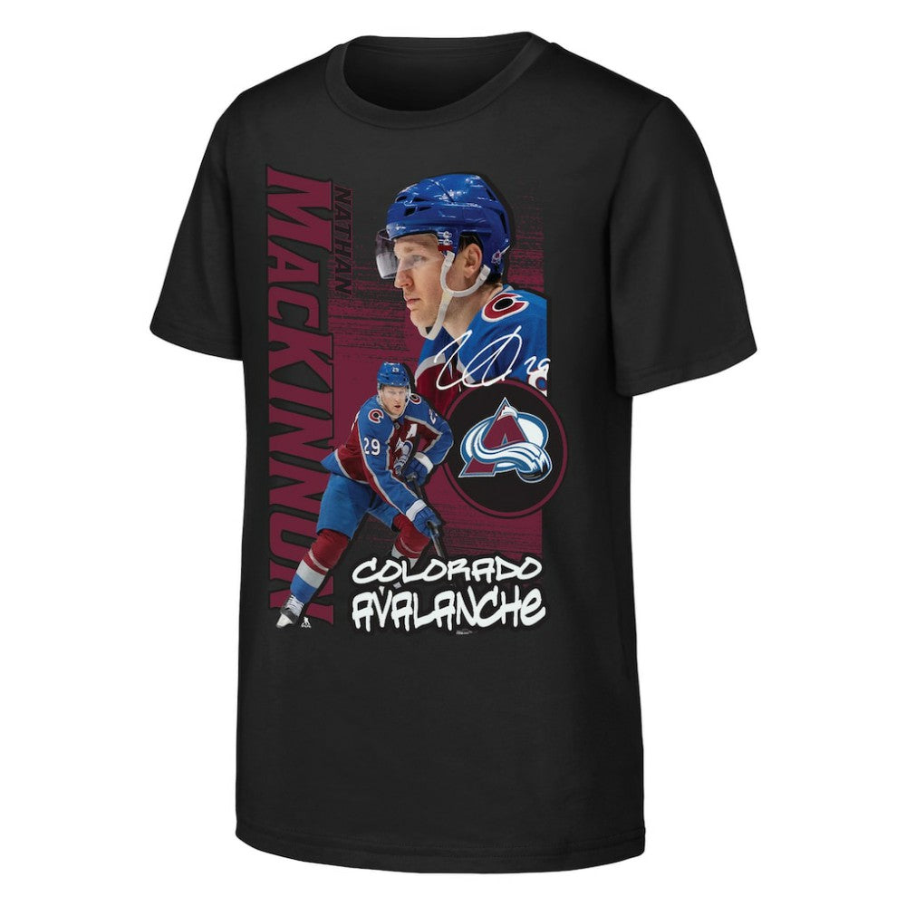 Nathan MacKinnon Colorado Avalanche Outerstuff Youth Playmaker T-Shirt - Black | NHL Lifestyle