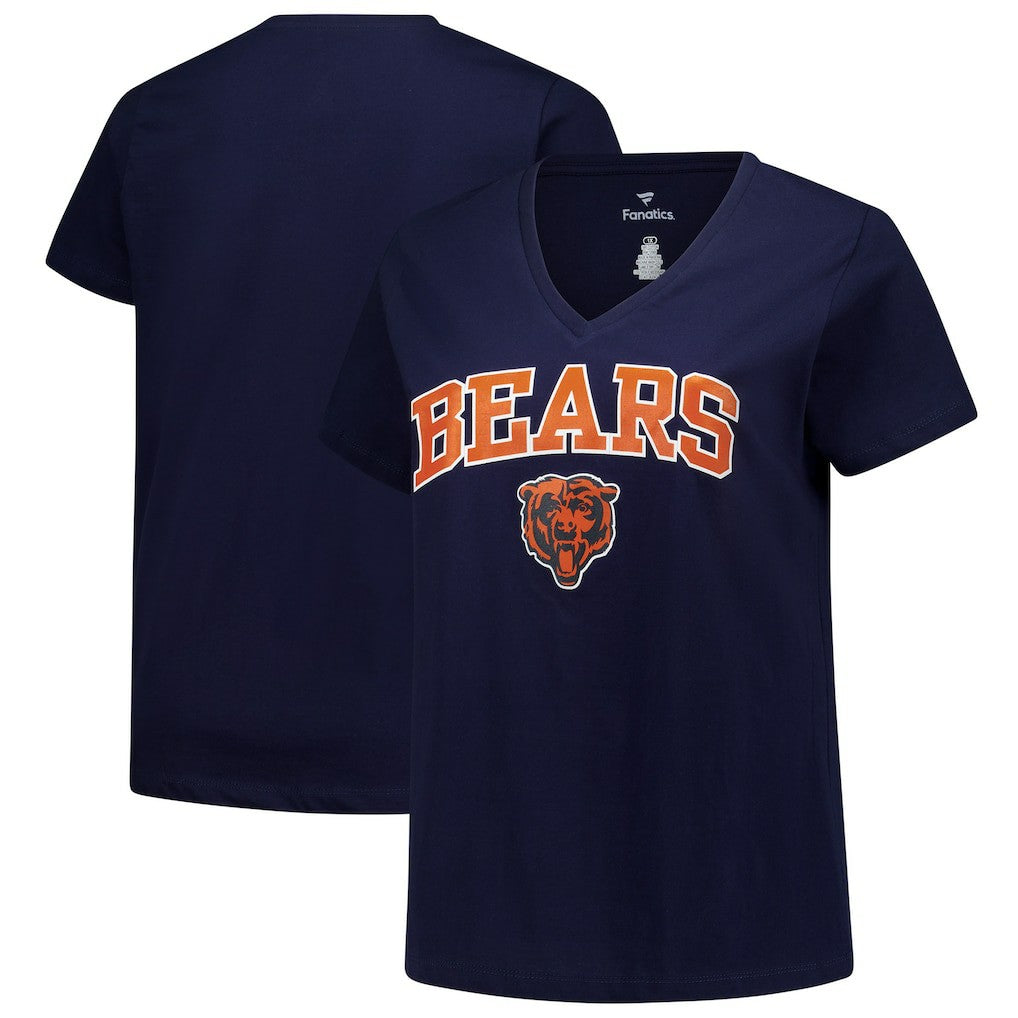 Chicago Bears Women's Plus Size Arch Over Logo V-Neck T-Shirt - Navy - Fanatics