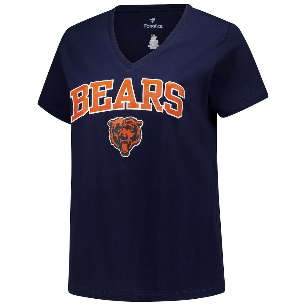 Chicago Bears Women's Plus Size Arch Over Logo V-Neck T-Shirt - Navy - Fanatics