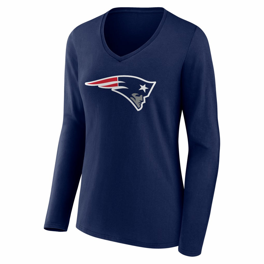 Drake Maye New England Patriots Women's Nickname V-Neck Long Sleeve T-Shirt - Navy - NFL