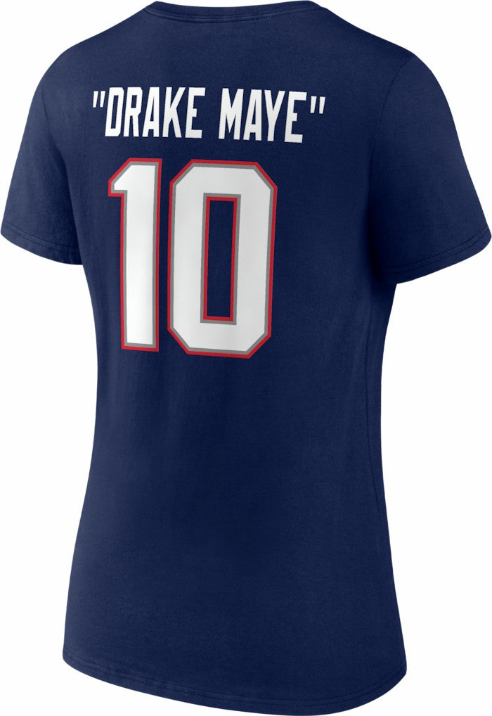 Drake Maye New England Patriots Women's Nickname V-Neck T-Shirt - Navy - NFL