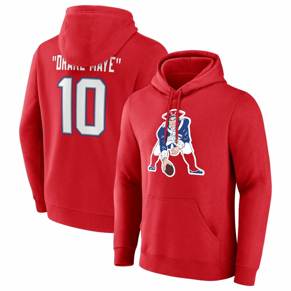 Drake Maye New England Patriots Nickname Hoodie - Red - NFL
