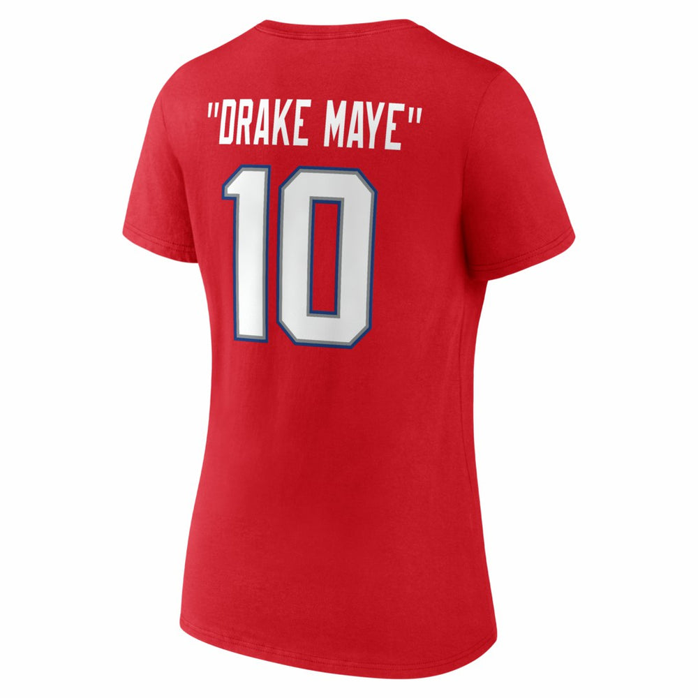 Drake Maye New England Patriots Women's Nickname V-Neck T-Shirt - Red - NFL