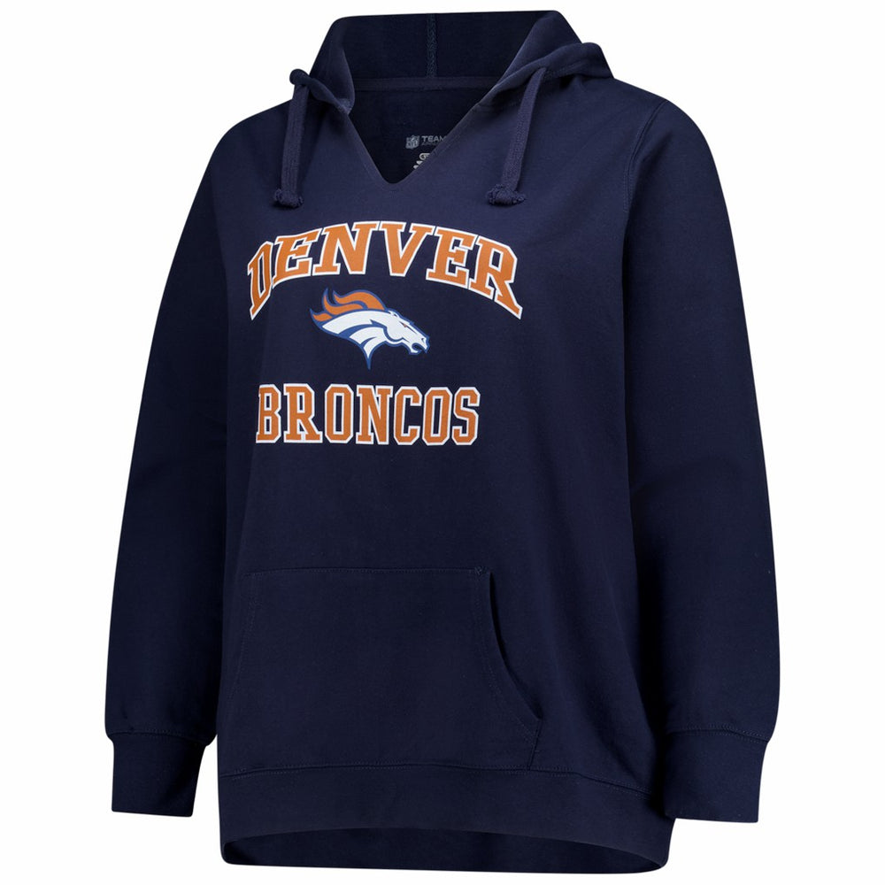 Denver Broncos Women's Plus Size Heart & Soul Notch Neck Hoodie - Navy - Fanatics
