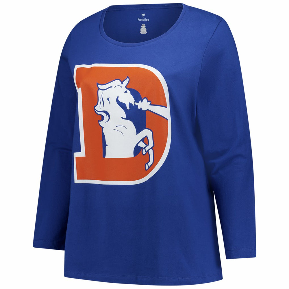 Denver Broncos Women's Plus Size Primary Logo Long Sleeve Scoop Neck T-Shirt - Royal - Fanatics