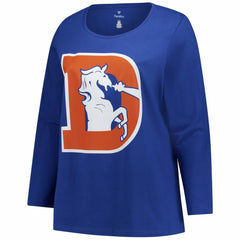 Denver Broncos Women's Plus Size Primary Logo Long Sleeve Scoop Neck T-Shirt - Royal - Fanatics