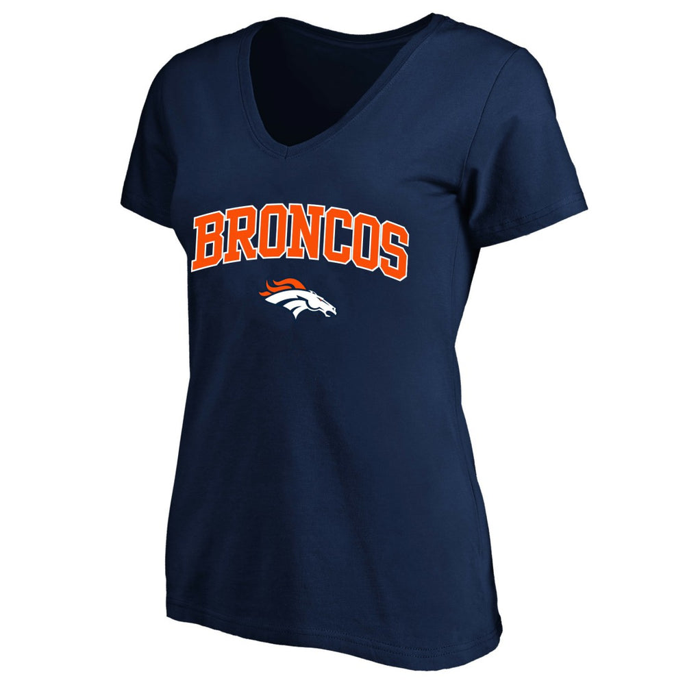 Denver Broncos Women's Plus Size Arch Over Logo V-Neck T-Shirt - Navy - Fanatics