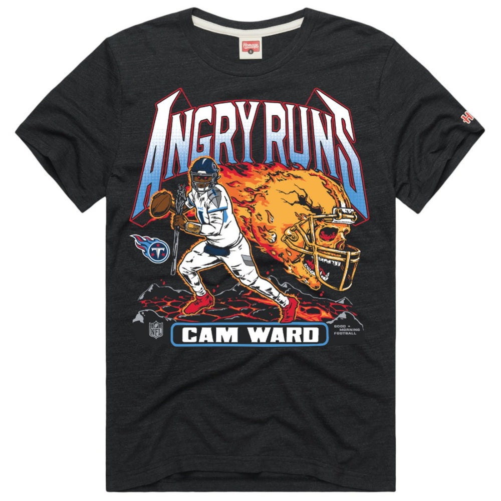 Cameron Ward Tennessee Titans Homage Unisex Angry Runs Player Graphic Tri-Blend T-Shirt - Charcoal - NFL