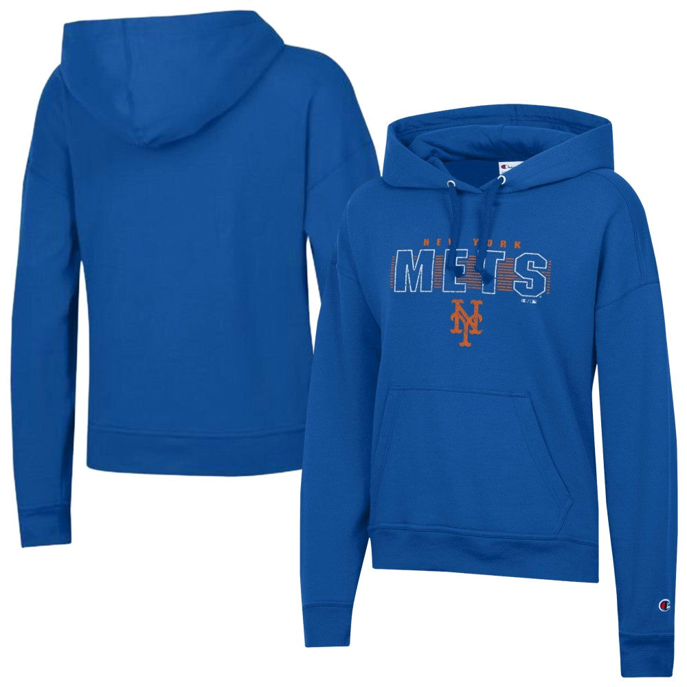 New York Mets Champion Women's Distressed Powerblend Hoodie Outlet