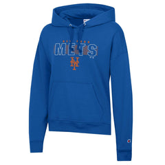 New York Mets Champion Women's Distressed Powerblend Hoodie Outlet