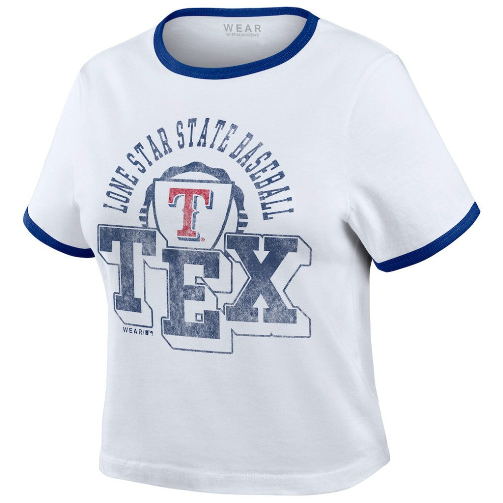 Texas Rangers WEAR by Erin Andrews Women's Ringer Baby T-Shirt Sale
