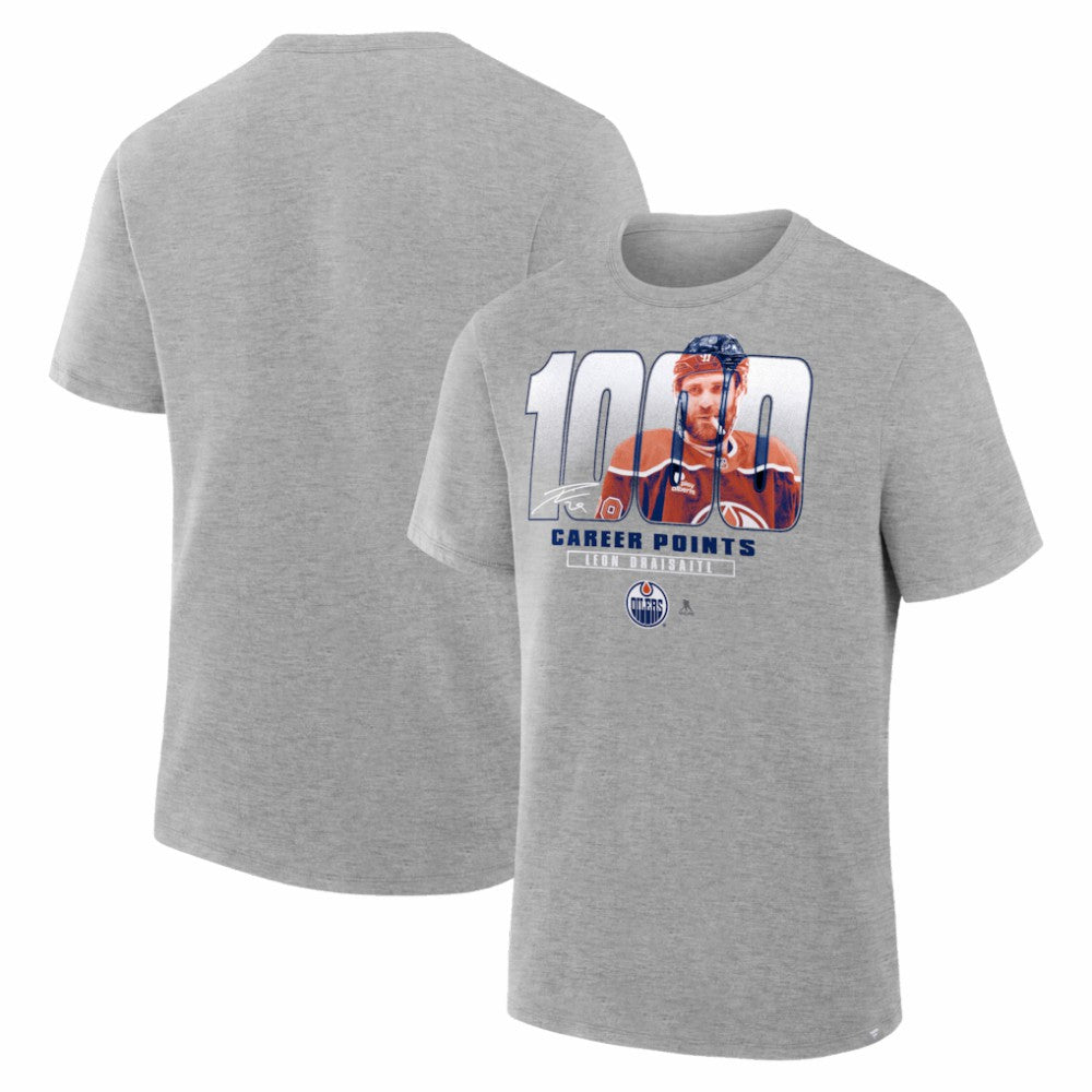 Leon Draisaitl Edmonton Oilers 1000 Career Points Legacy T-Shirt - Gray | NHL near me