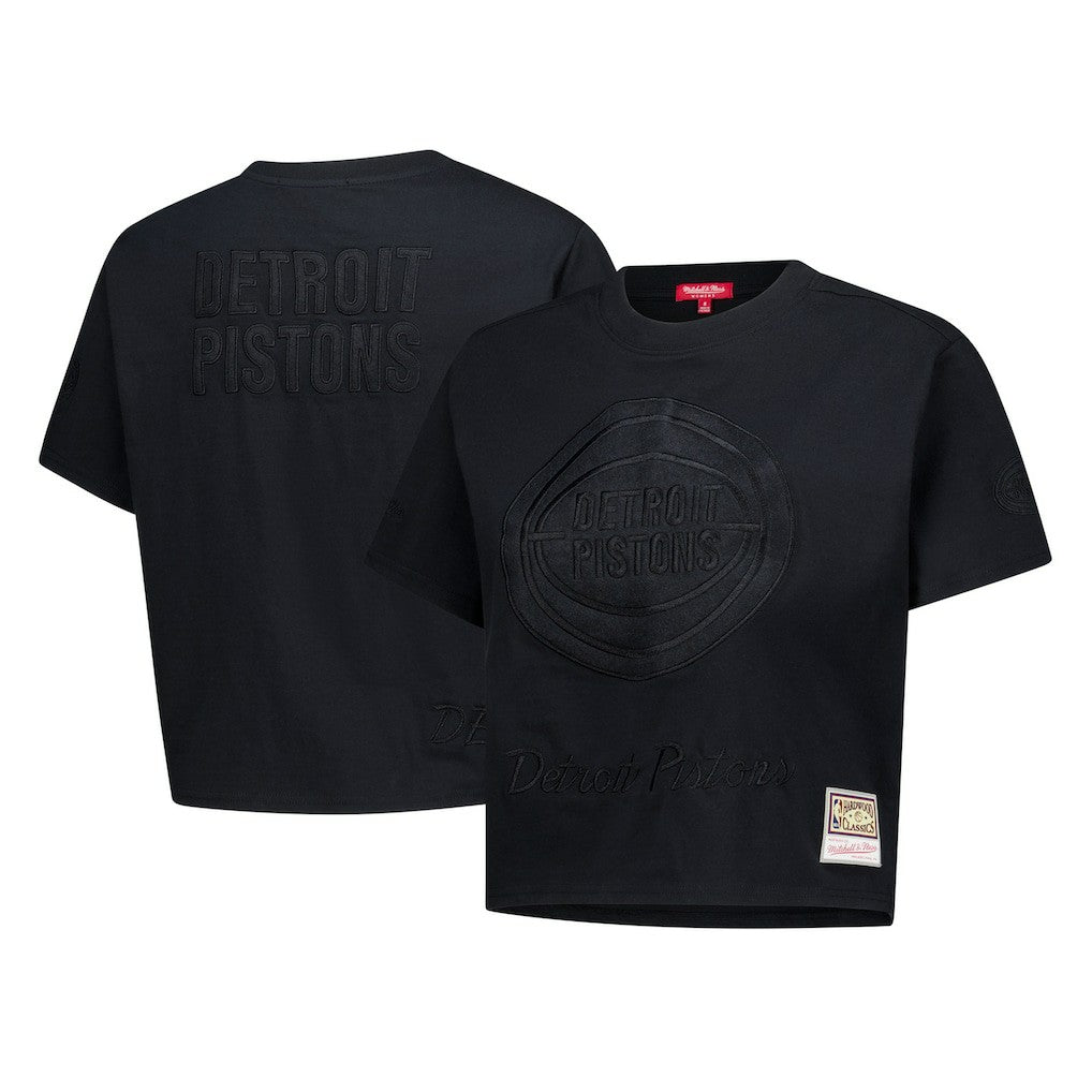 Mitchell & Ness Detroit Pistons Women's Phantom Cropped T-Shirt Black