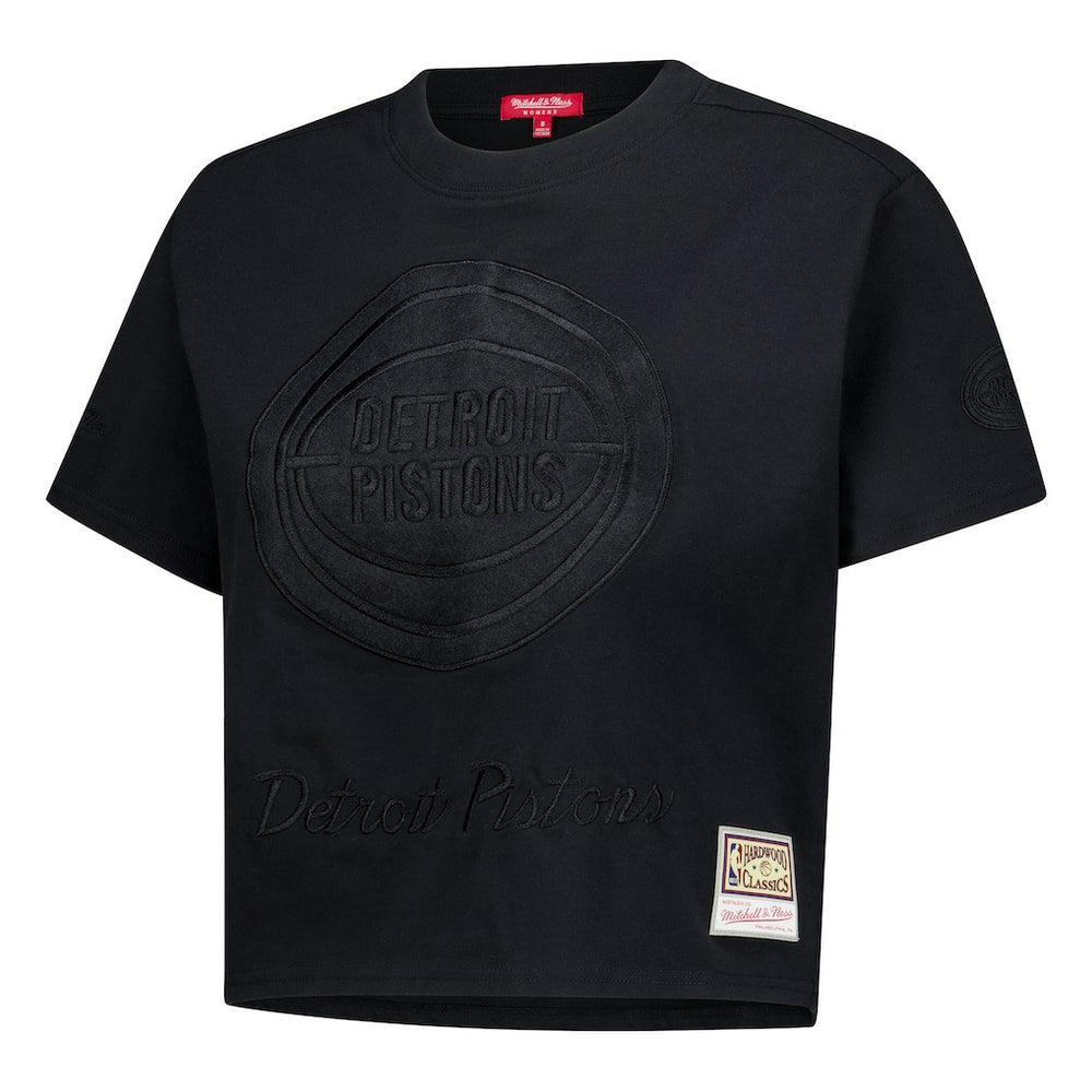 Mitchell & Ness Detroit Pistons Women's Phantom Cropped T-Shirt Black