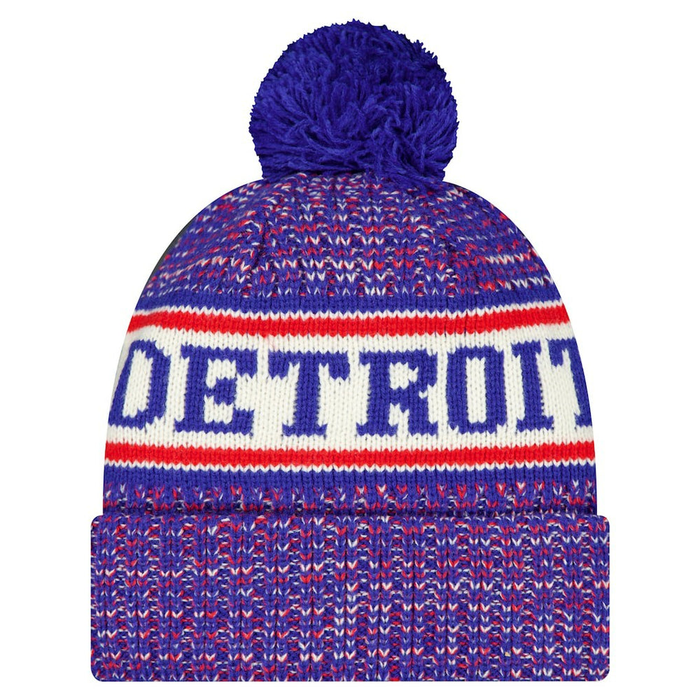 New Era Detroit Pistons Team Cuffed Knit Hat with Pom Blue