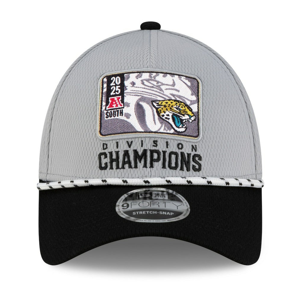 Jacksonville Jaguars New Era 2025 AFC South Division Champions Locker Room Trophy Collection 9FORTY Adjustable Hat - Gray/Black - NFL
