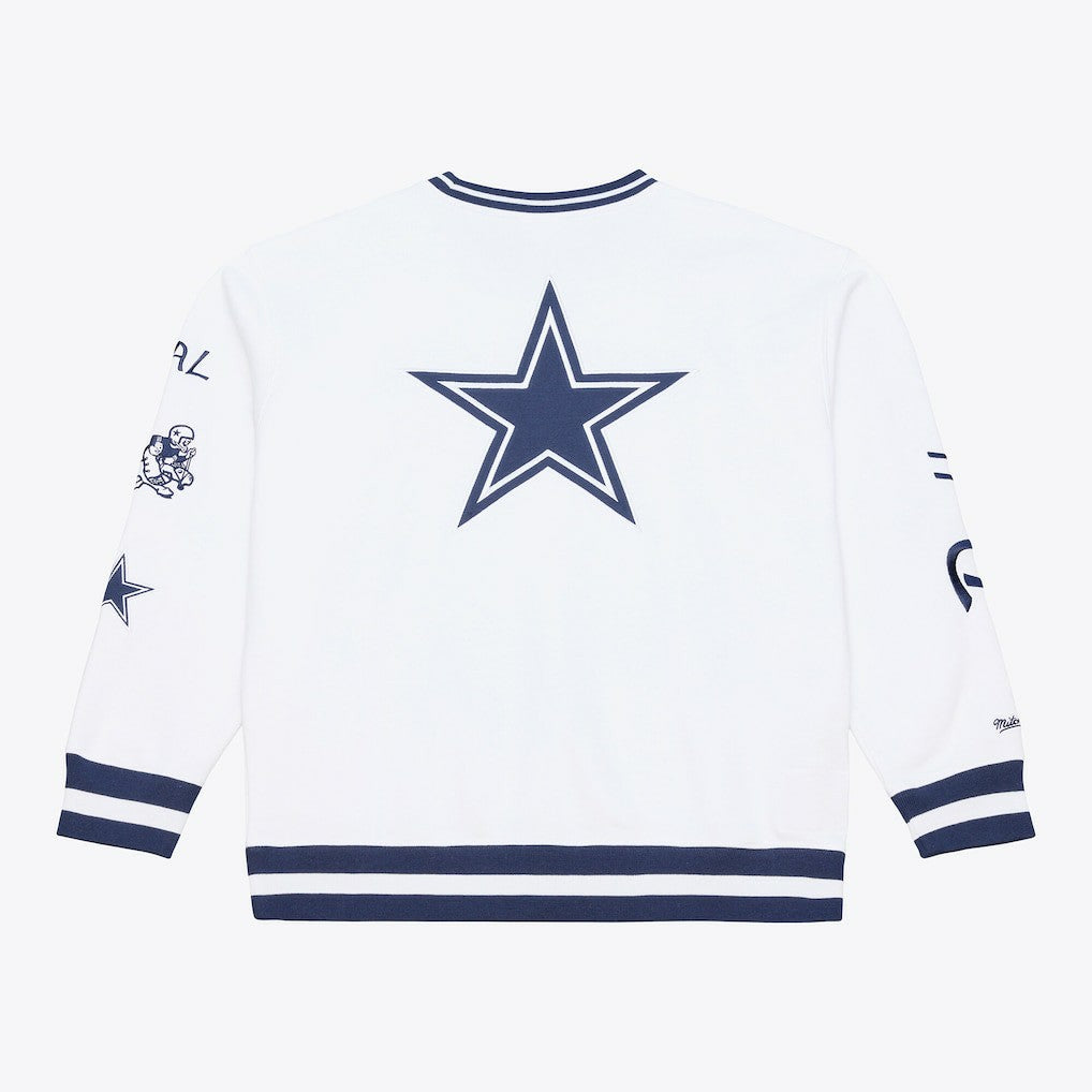 Dallas Cowboys White Out Fleece Sweatshirt - White - Mitchell & Ness