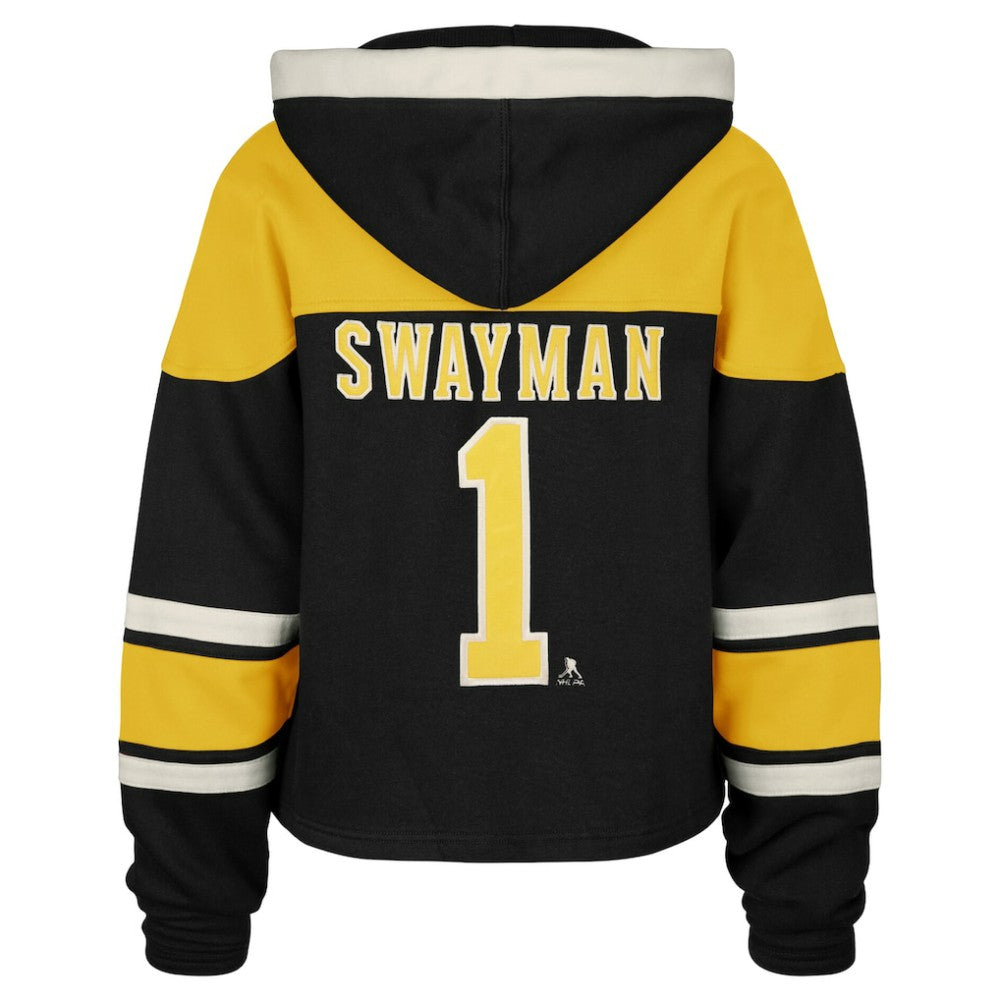 Jeremy Swayman Boston Bruins '47 Women's Superior Lacer Cropped Pullover Hoodie - Black | 47 brand online