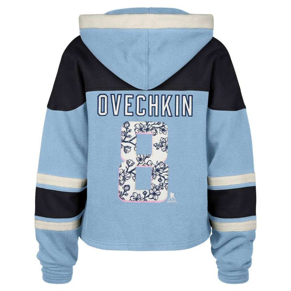Alexander Ovechkin Washington Capitals '47 Women's Cherry Blossom Superior Lacer Cropped Pullover Hoodie - Light Blue | 47 brand on sale