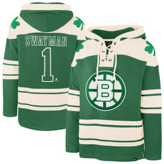 Jeremy Swayman Boston Bruins '47 St. Patrick's Day Player Name & Number Lacer Pullover Hoodie - Kelly Green | 47 brand near me