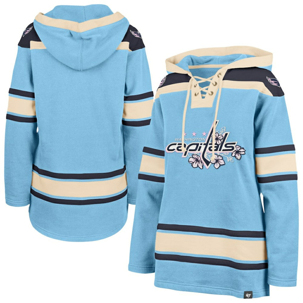 Washington Capitals '47 Women's Superior Lacer Pullover Hoodie - Light Blue | 47 brand Lifestyle